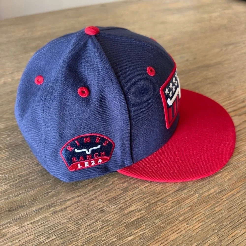 NWOT Kimes Ranch New Era 9Fifty Snapback Hat USA Flag Patch LE24 Navy Red OSFM